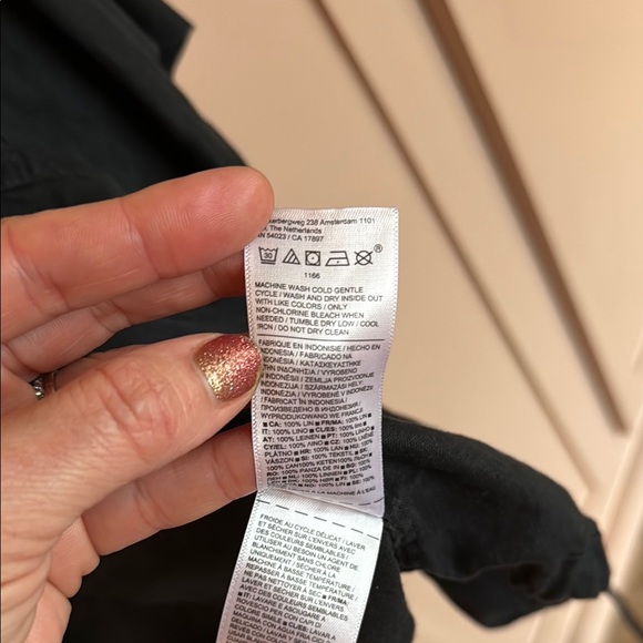 Athleta Playa Linen Black Short Sleeve Wrap Shirt - Picture 5 of 7